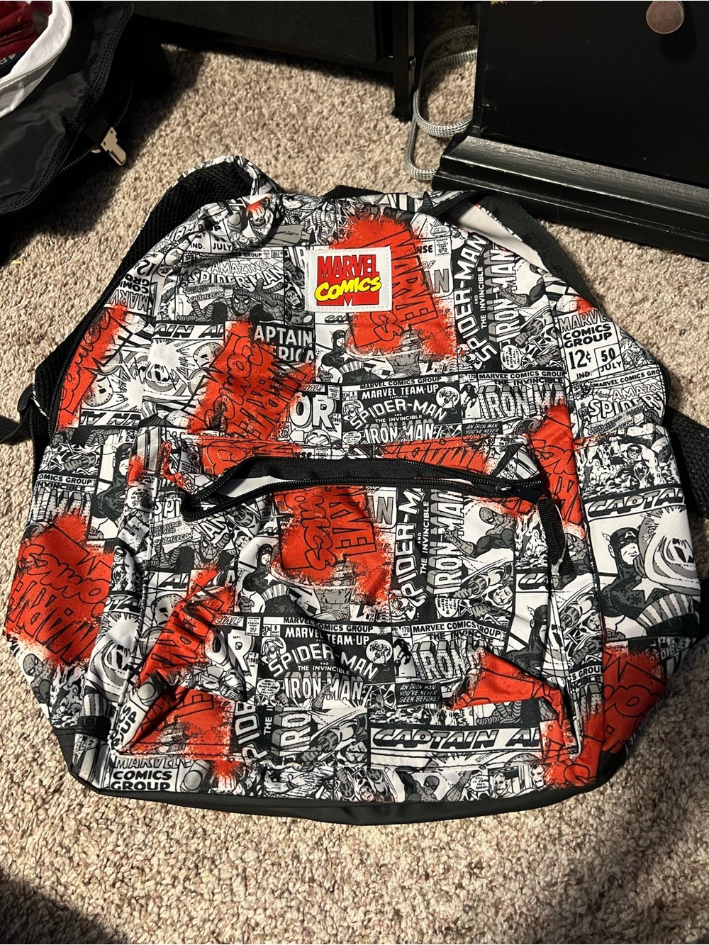 Marvel Comics Comic-Strip Backpack in Black, White & Red